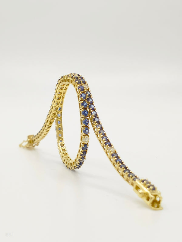 Tennis in Oro Giallo con Zaffiri e Diamanti